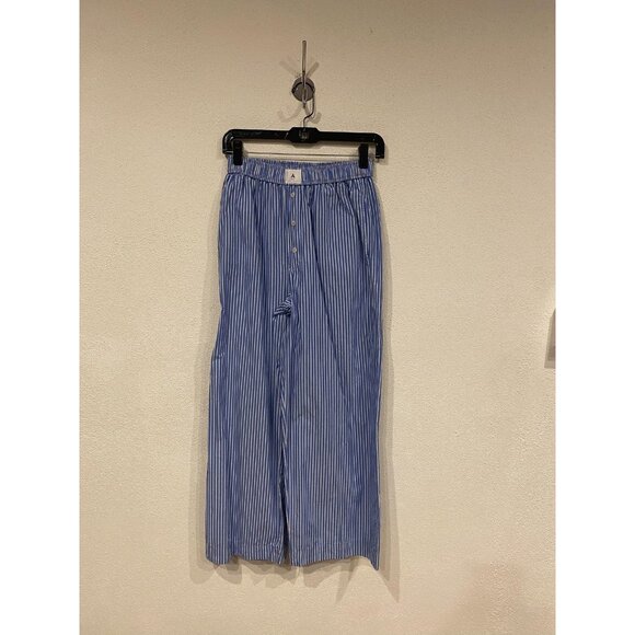 Anthropologie Wren Boxer Pants Womens XS Blue Stripe Wide Leg Elastic Waist - Picture 2 of 5